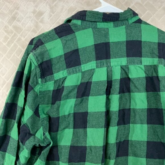 Croft & Barrow Mens Medium Button Shirt Plaid Green Flannel Long Sleeve Collared - Picture 14 of 16